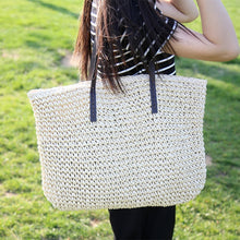 Load image into Gallery viewer, Women Handbag Summer Beach Bag Rattan Woven Handmade Knitted Straw Large Capacity Totes Leather Women Shoulder Bag Bohemia New