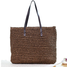 Load image into Gallery viewer, Women Handbag Summer Beach Bag Rattan Woven Handmade Knitted Straw Large Capacity Totes Leather Women Shoulder Bag Bohemia New