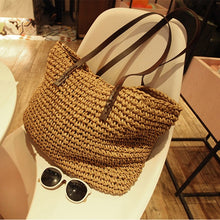 Load image into Gallery viewer, Women Handbag Summer Beach Bag Rattan Woven Handmade Knitted Straw Large Capacity Totes Leather Women Shoulder Bag Bohemia New