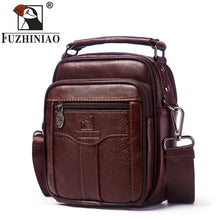 Load image into Gallery viewer, FUZHINIAO Genuine Cow Leather Messenger Bag Men Handbag Chest Crossbody Shoulder Bag Tas Business Small Male Bolsas Sac Brown